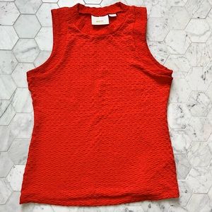 Anthropologie short sleeve knit top, in bright orange by Mauve, size medium